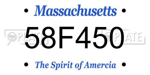 58F450 Massachusetts License Plate