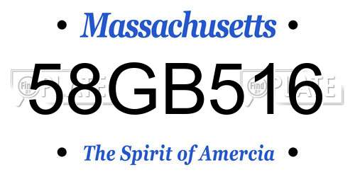 58GB516 Massachusetts License Plate