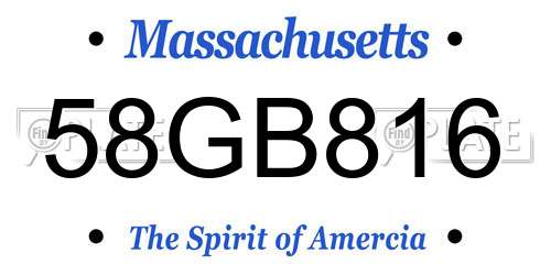 58GB816 Massachusetts License Plate