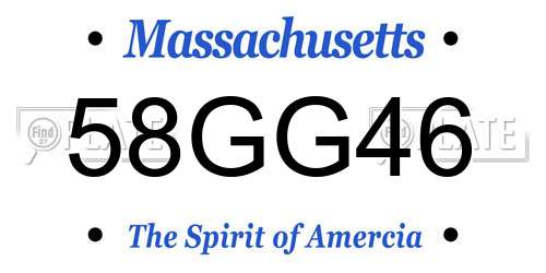 58GG46 Massachusetts License Plate