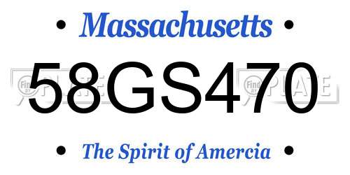 58GS470 Massachusetts License Plate