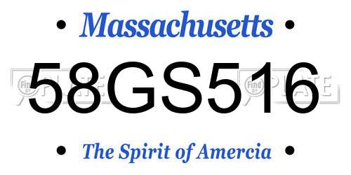 58GS516 Massachusetts License Plate