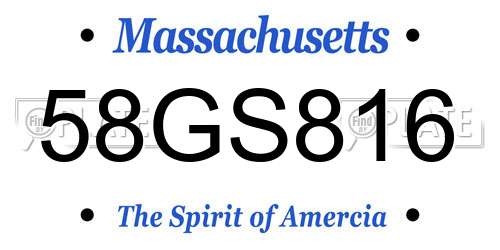 58GS816 Massachusetts License Plate