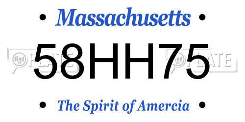 58HH75 Massachusetts License Plate