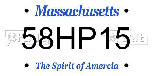 58HP15 Massachusetts License Plate