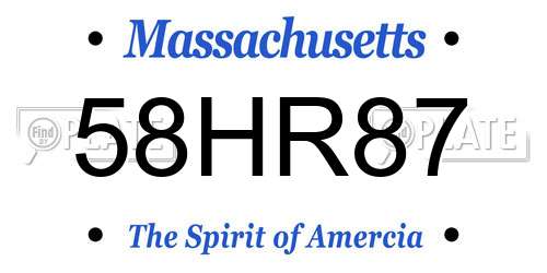 58HR87 Massachusetts License Plate