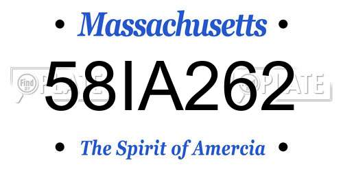 58IA262 Massachusetts License Plate