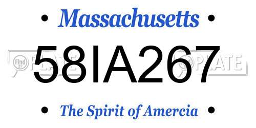 58IA267 Massachusetts License Plate