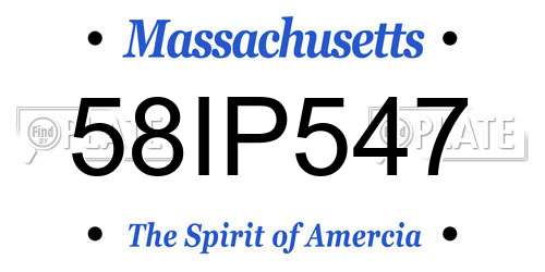 58IP547 Massachusetts License Plate