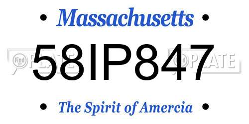 58IP847 Massachusetts License Plate