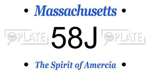 58J Massachusetts License Plate