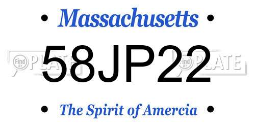 58JP22 Massachusetts License Plate