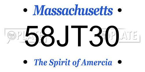 58JT30 Massachusetts License Plate