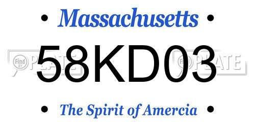 58KD03 Massachusetts License Plate