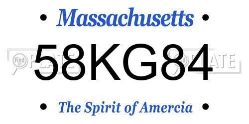 58KG84 Massachusetts License Plate