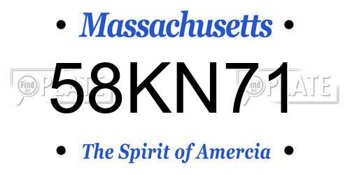 58KN71 Massachusetts License Plate
