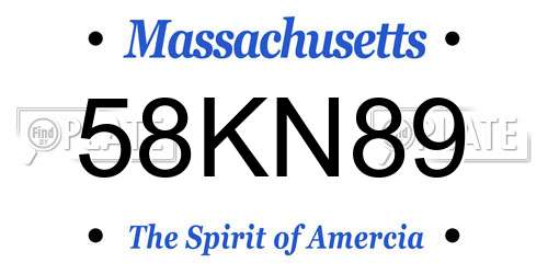 58KN89 Massachusetts License Plate