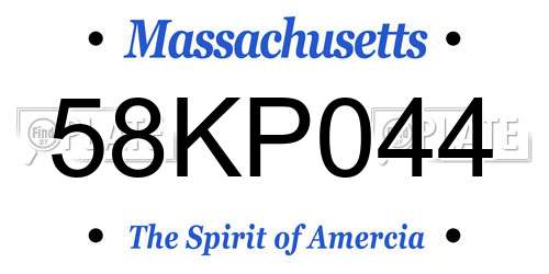 58KP044 Massachusetts License Plate