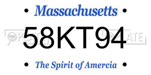 58KT94 Massachusetts License Plate