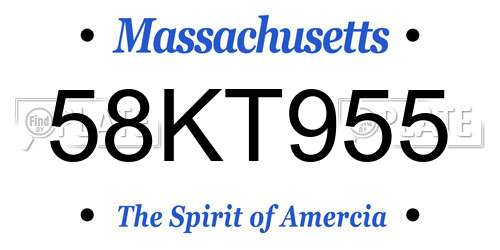 58KT955 Massachusetts License Plate