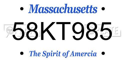58KT985 Massachusetts License Plate