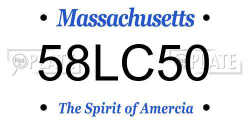 58LC50 Massachusetts License Plate