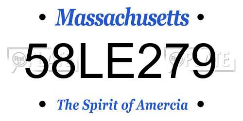 58LE279 Massachusetts License Plate