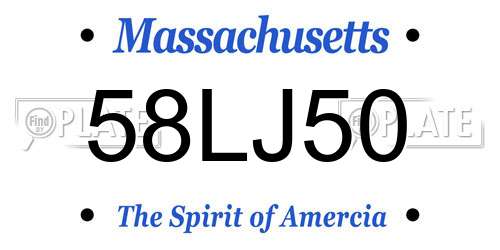 58LJ50 Massachusetts License Plate