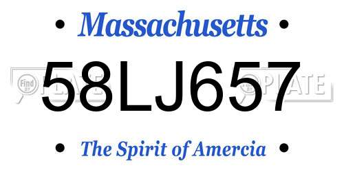 58LJ657 Massachusetts License Plate