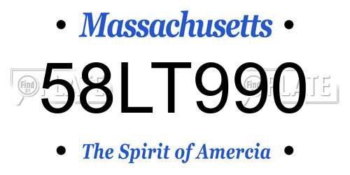 58LT990 Massachusetts License Plate