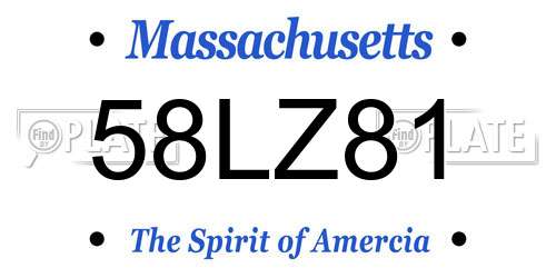 58LZ81 Massachusetts License Plate