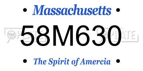 58M630 Massachusetts License Plate