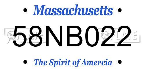 58NB022 Massachusetts License Plate