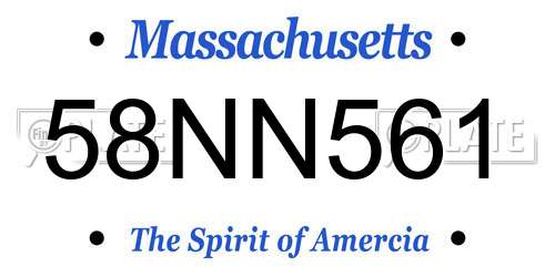58NN561 Massachusetts License Plate