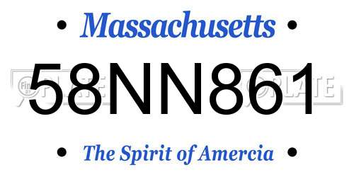 58NN861 Massachusetts License Plate