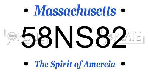 58NS82 Massachusetts License Plate