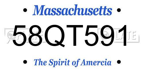 58QT591 Massachusetts License Plate