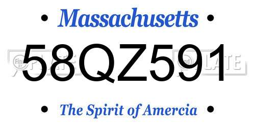58QZ591 Massachusetts License Plate
