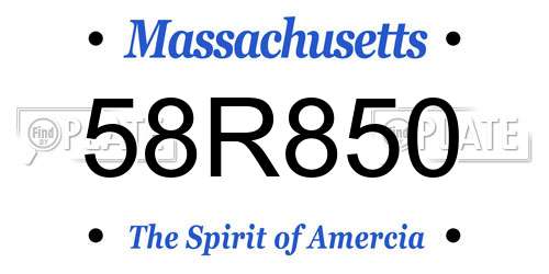 58R850 Massachusetts License Plate