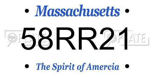 58RR21 Massachusetts License Plate