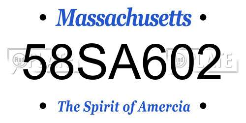 58SA602 Massachusetts License Plate