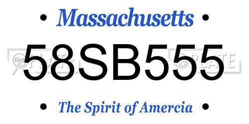 58SB555 Massachusetts License Plate