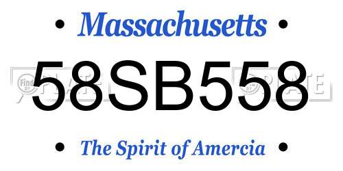 58SB558 Massachusetts License Plate