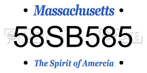 58SB585 Massachusetts License Plate