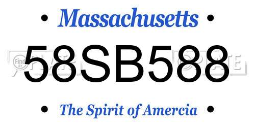 58SB588 Massachusetts License Plate