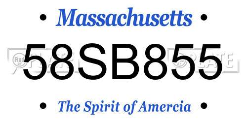58SB855 Massachusetts License Plate
