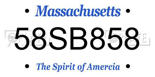 58SB858 Massachusetts License Plate
