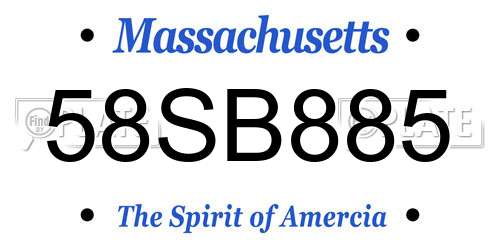58SB885 Massachusetts License Plate