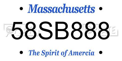 58SB888 Massachusetts License Plate