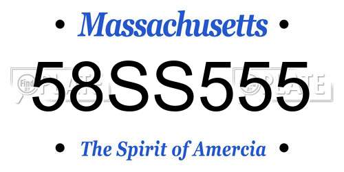 58SS555 Massachusetts License Plate